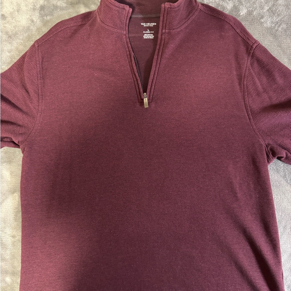 Van Heusen Burgundy Classic Fit Pullover - Maroon, Classic Fit, Large. (Men’s)